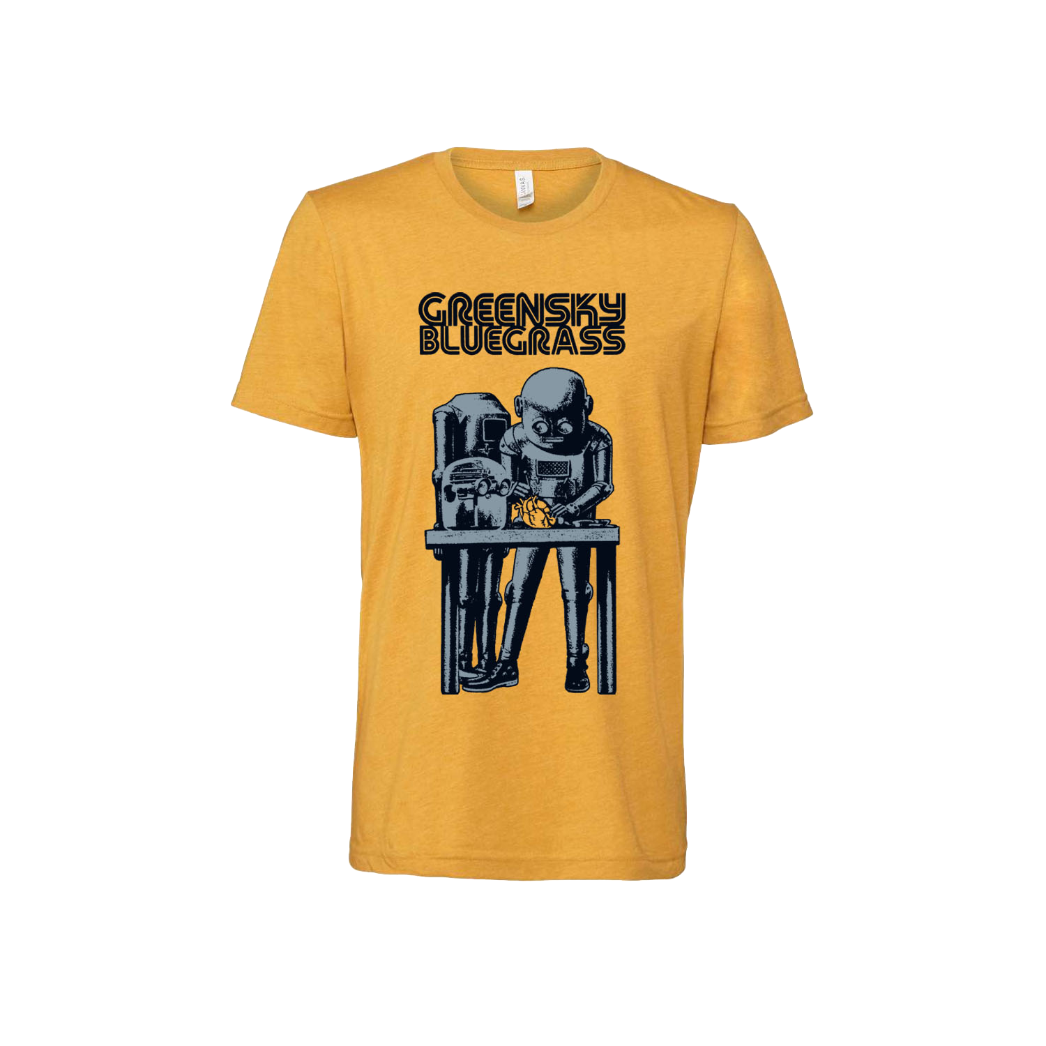 Short Sleeve Mustard Yellow Robot T-Shirt