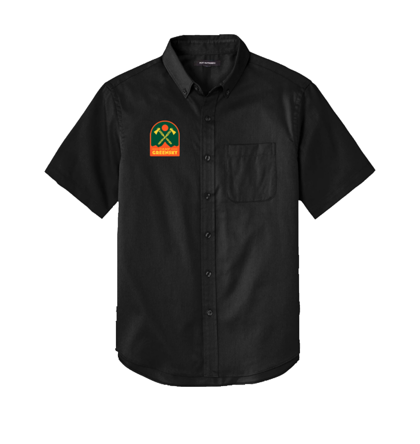 Camp Greensky Axe Logo Button Up - Black